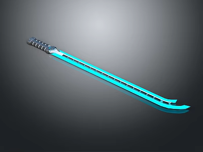 Futuristic Sci Fi Knife With Glowing Blue Blade And Textured Handle 3d model