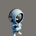 Man in Blue Hoodie Wearing Headphones Waving Hand With Chain Accessory