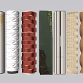 Various Decorative Columns With Different Textures And Patterns Design 3d model
