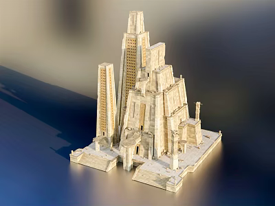 Detailed Classical Architectural Model With Grand Towers Steps And Stone Structure Design 3d model
