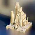 Detailed Classical Architectural Model With Grand Towers Steps And Stone Structure Design