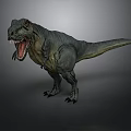 Realistic Tyrannosaurus Rex 3D Model Standing With Open Mouth On Gray Background