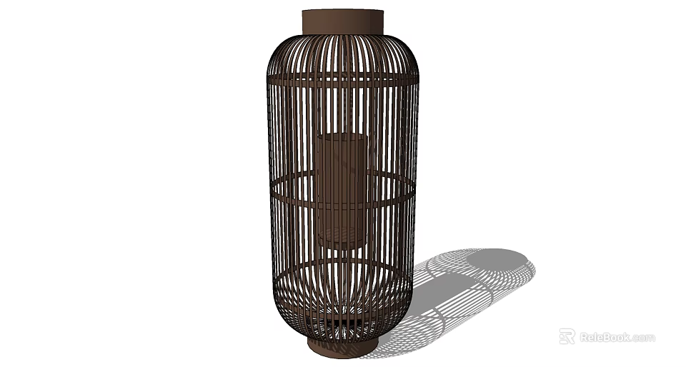 Natural Rattan Brown Chandelier With Cylindrical Woven Design And Shadow Detail 3d model 