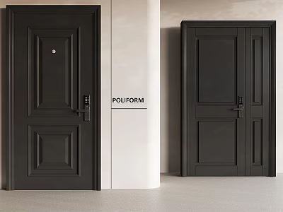 Modern entry door fingerprint password swing door smart door lock 3d model