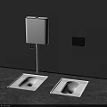 Modern Bathroom Squat Toilets With White Water Tank Black Control Panel And Gray Tile Floor