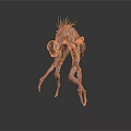 Futuristic Biomechanical Monster With Spiked Back Long Legs And Mechanical Gear