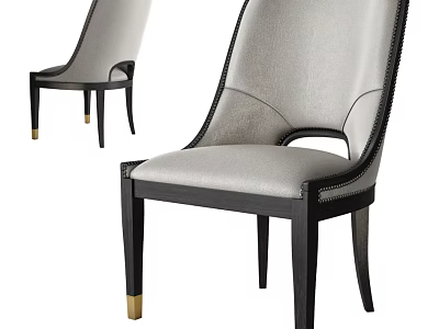 Light Gray Fabric Accent Chair With Black Frame Gold Tipped Legs And Classic Stitching 3d model