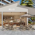Modern Bubble Tea Shop Interior With Counter Tables Chairs Fruit Display And Menu Board