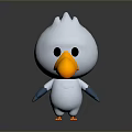 Cute White Cartoon Bird Character With Yellow Beak Blue Wings And Orange Feet