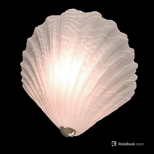 Elegant Scallop Shaped Floor Lamp With Pleated Texture Shade Warm Light And Metal Base Design 3d model 