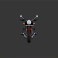 Vintage Style Red And Silver Motorcycle With Black Seat Round Headlight And Spoked Wheels