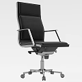Black Office Chair With Metal Frame Modern Design Adjustable Comfortable Armrests