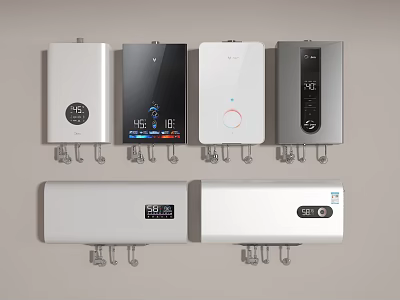 Household Electric Water Heaters With Digital Display Modern Design And Wall Mounted Style 3d model