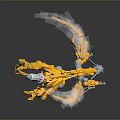 Sci Fi Game Movie Character Mechanical Dragon With Yellow Transparent Parts And Articulated Joints