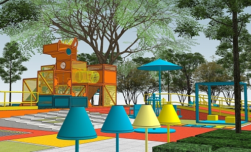 Modern Color Plaid Children's Amusement Landscape Square 3d model