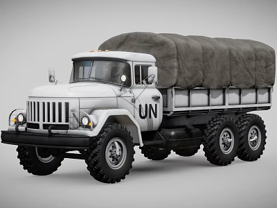 UN Marked Heavy Duty Six Wheel Functional Cargo Truck With Cover 3d model UN Marked Heavy Duty Six Wheel Functional Cargo Truck With Cover 3d model
