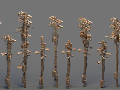 Decorative Bamboo Metal Equipment Featuring Multiple Branches Small Components And Natural Industrial Style 3d model