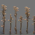 Decorative Bamboo Metal Equipment Featuring Multiple Branches Small Components And Natural Industrial Style