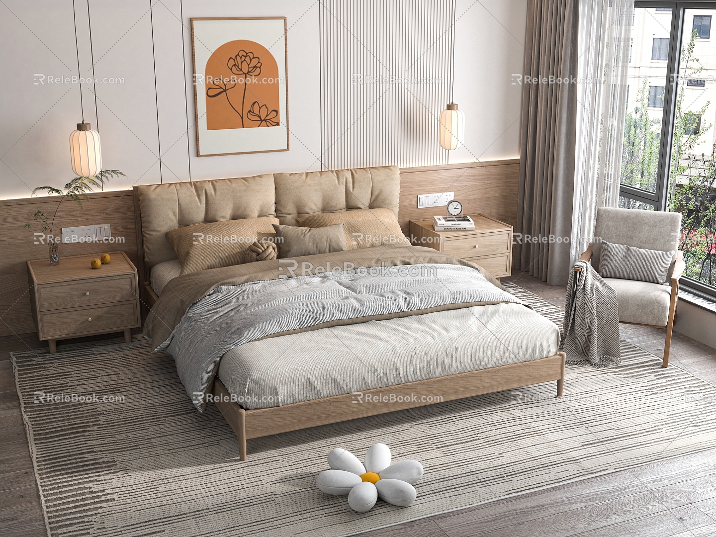 Nordic Double Bed 3d model