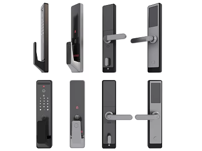Different Styles Of Smart Door Locks With Digital Keypads And Handles 3d model