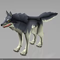 Animated 3D Wolf Character With Blue Gray White Fur And Yellow Eyes Standing Pose