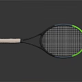 Tennis Racket with White Handle Black Blue Frame Green Edge and Modern Grid Pattern Surface 3d model