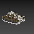 Military Tank With Camouflage Paint Turret Machine Gun Long Cannon And Heavy Tracks