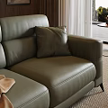 Modern Luxury Living Room With Premium Leather Sofa Sets And Warm Dark Wood Interior Design