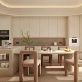 Modern Minimalist Living Dining Room With Open Kitchen Cabinets White Sofa Round Coffee Table