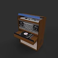 Vintage Wooden Audio System With Turntable Record Player And Control Panel