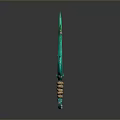 Turquoise Decorative Sword With Artistic Hilt And Wrapped Handle Design