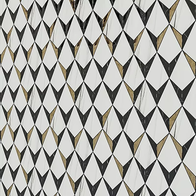 Geometric Component With Repeating Diamond Shapes In Black White And Gold 3d model