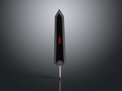 Black Sword With Red Symbol Sharp Blade And Modern Fantasy Design 3d model