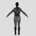 Female Game Character In Light Blue Top Black Shorts And Backpack
