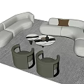 Modern Sofa Coffee Table Combination Curved Sofa Single Sofa 3d model