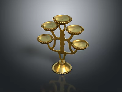 Golden Decorative Candelabra With Multiple Candle Holders And Ornate Base 3d model