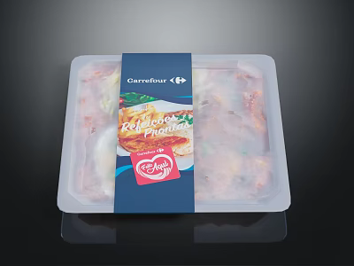 Carrefour Ready to Cook Pizza in Plastic Container Packaging With Fresh Ingredients 3d model