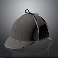 Gray Tweed Classic Hat With Flat Brim And Tie Closure Design
