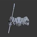 Intelligent Robot With Silver Mechanical Structure Standing Pose Weapon And Dark Surface Reflection 3d model