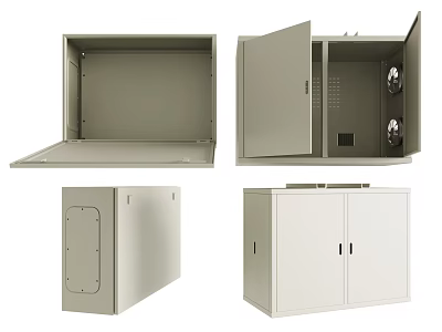 Industrial Equipment Metal Enclosure Cabinet With Different Angles Open Close Door And Ventilation Holes 3d model