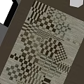 Square Rug With Geometric Mosaic Pattern In Brown Black Green Beige Neutral Tones