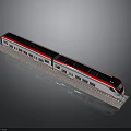 Modern High Speed Train with Sleek White Red Stripe Design on Railway Track 3d model