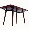 Modern Dark Brown Wooden Dining Table With Tapered Legs And Minimalist Design