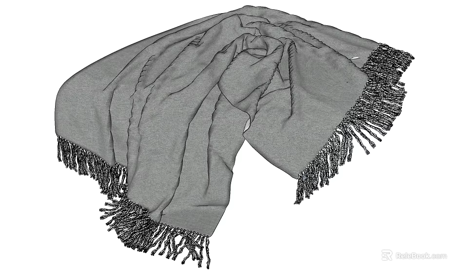 Gray Bed Runner With Soft Fabric And Tassel Trim For Elegant Bedroom Decor 3d model 
