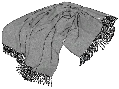 Gray Bed Runner With Soft Fabric And Tassel Trim For Elegant Bedroom Decor 3d model