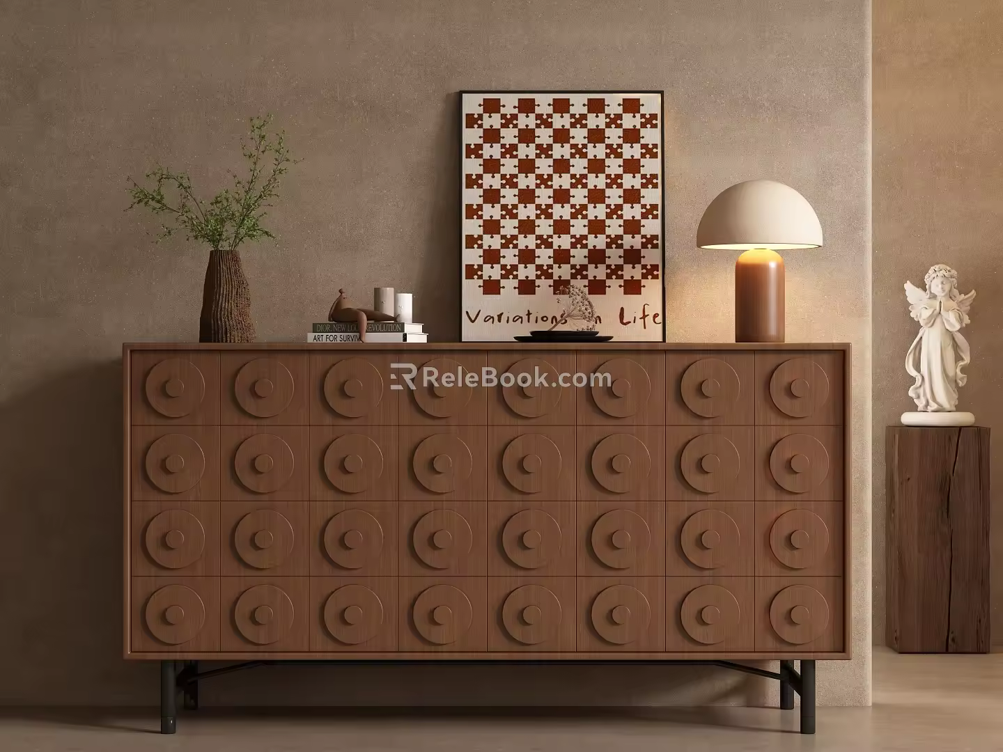 Middle Ancient Porch Cabinet Sideboard Side Cabinet 3d model