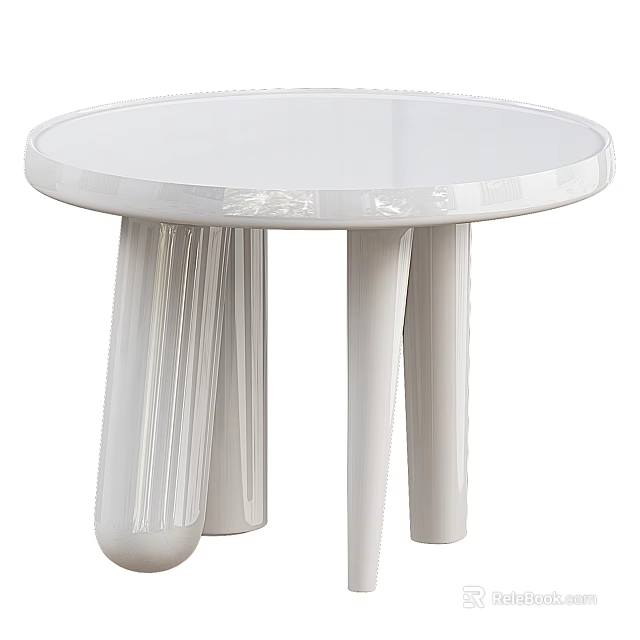 Modern Minimalist White Round Dining Table With Unique Leg Design And Smooth Surface 3d model 