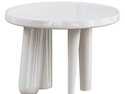 Modern Minimalist White Round Dining Table With Unique Leg Design And Smooth Surface 3d model
