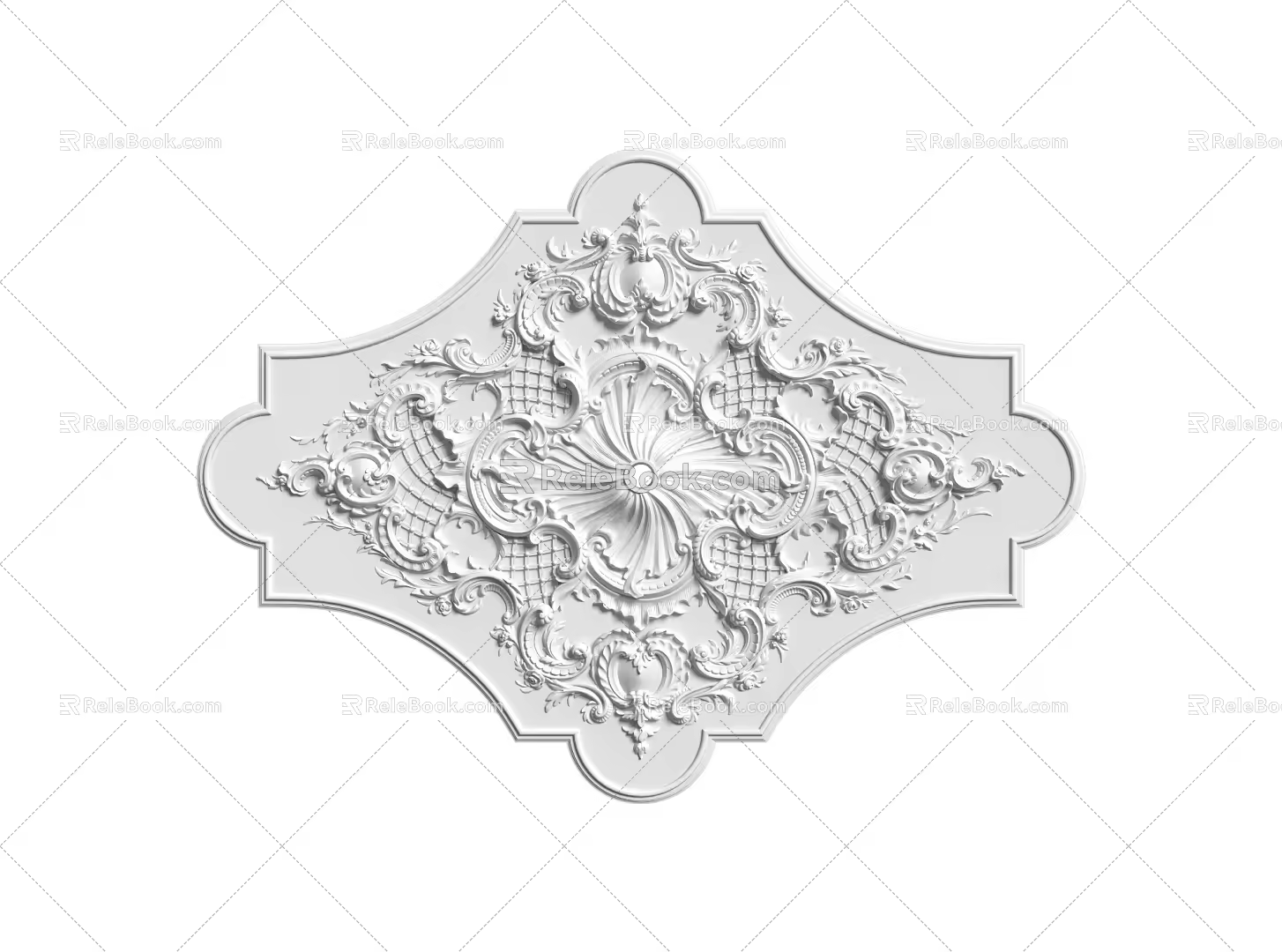 European-style lamp panel gypsum component carved 3d model