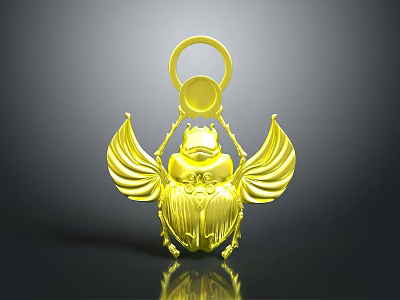 Golden Beetle Shaped Daily Life Accessory With Wings And Ring Top 3d model